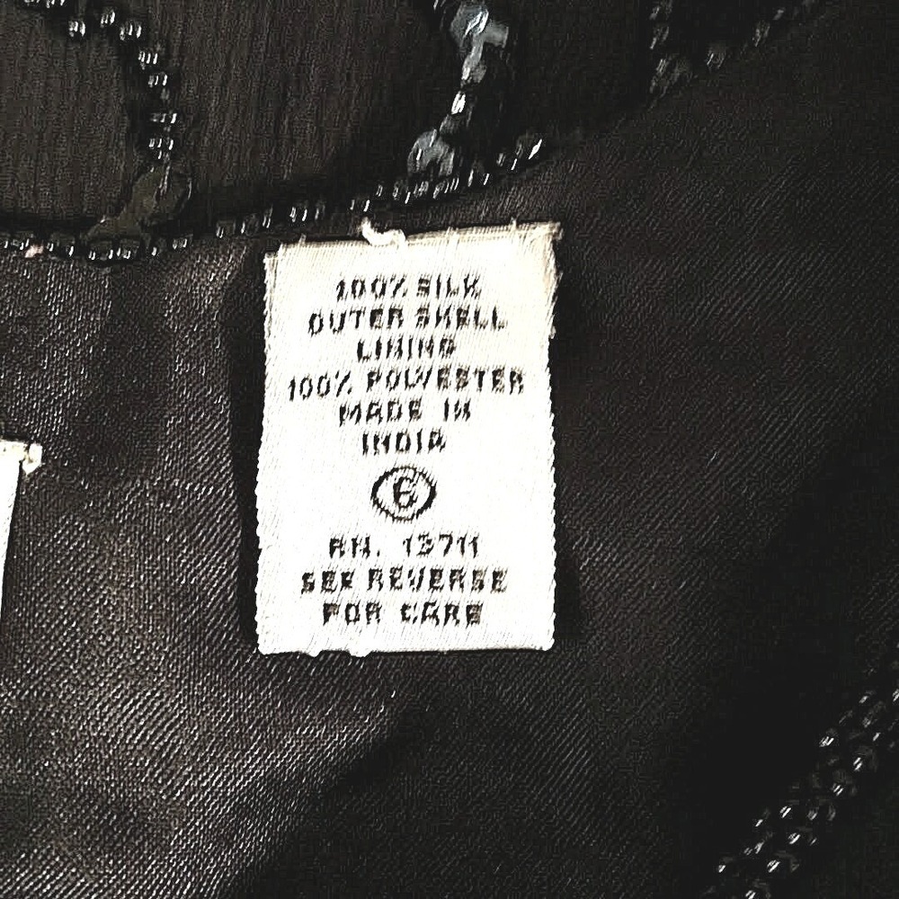 Valerie Stevens Black Beaded Sequin Silk Jacket 6 Art Deco Formal Evening Wear - Picture 8 of 9